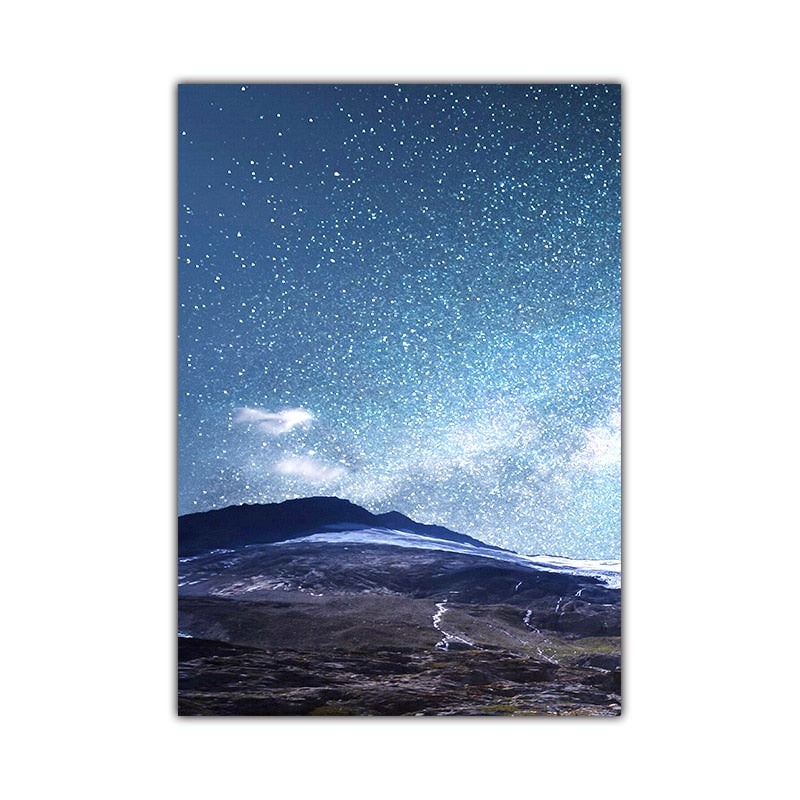 Starry Night Sky Landscape Canvas Art