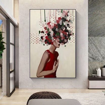 Abstract Flower Woman Oil Painting Canvas Art