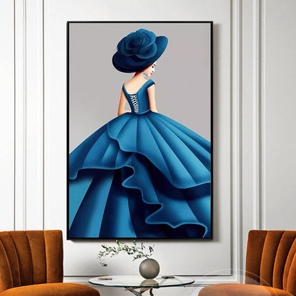 Noble Woman In Blue Dress Canvas Art