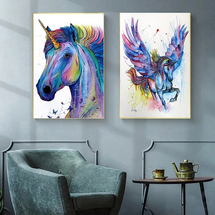 Colorful Unicorn Pegasus Canvas Art