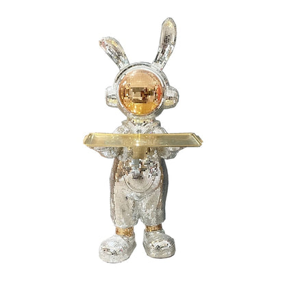 Disco Ball Astronaut Rabbit Big Statue Tray