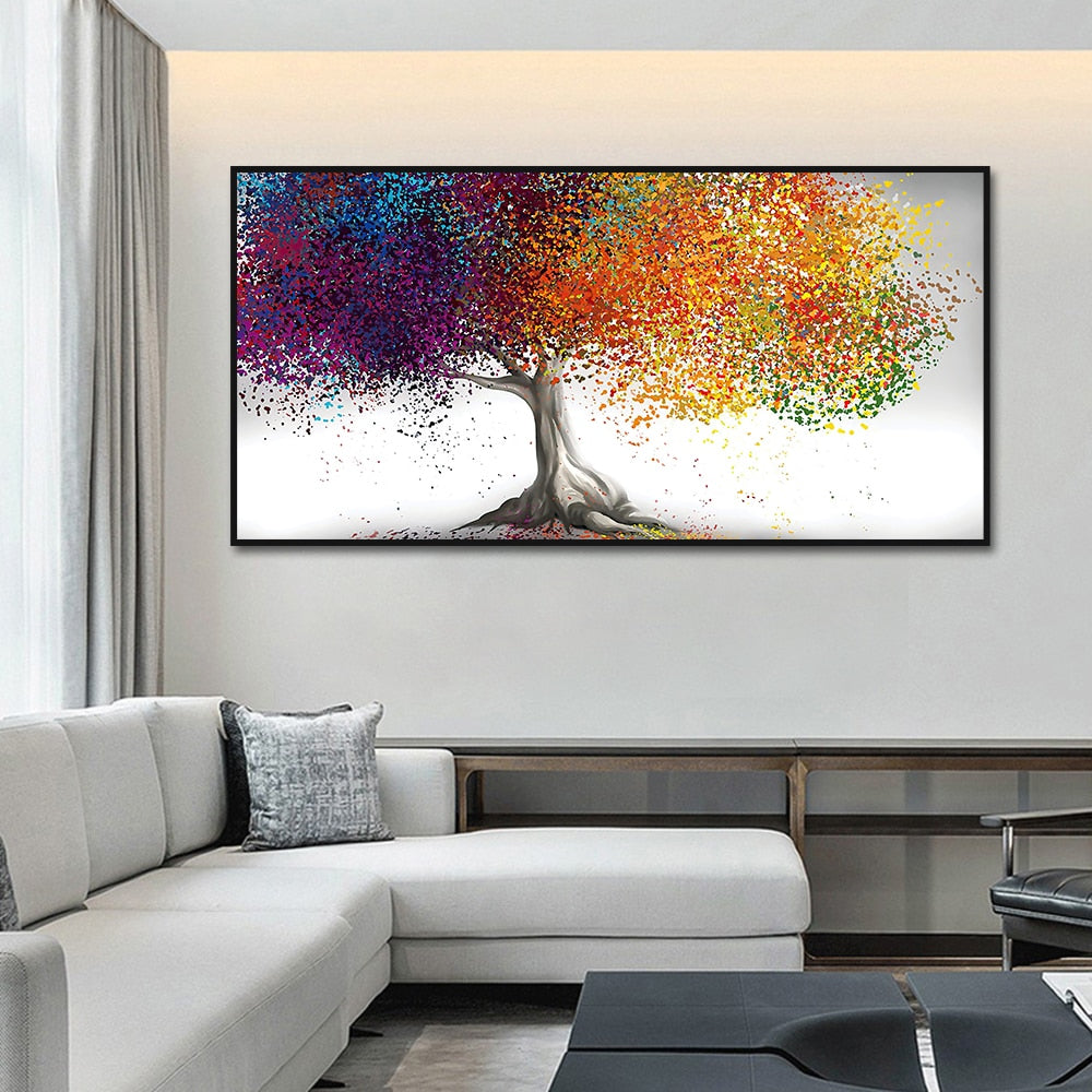 Abstract Colorful Tree Canvas Art