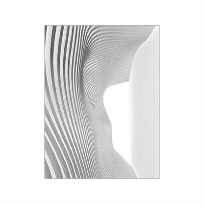 Black White Abstract Wave Building Canvas Art