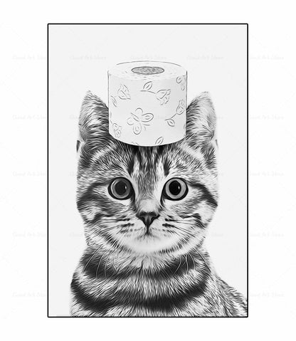 Black and White Animal Funny Bathroom Canvas Art