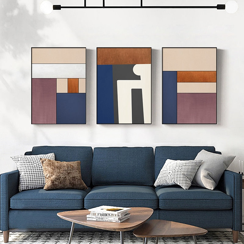 Modern Geometry Orange Canvas Art