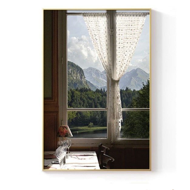 French Style Window Landscape Canvas Art