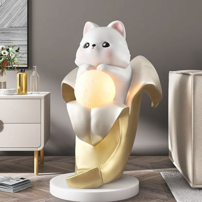 Cat in Banana Statue with Light