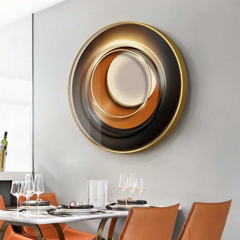 Modern Luxury Geometric Round Canvas Art