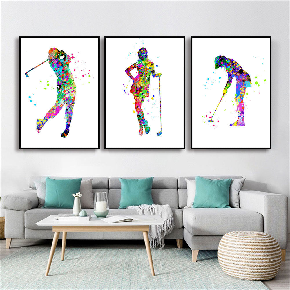 Woman Golf Watercolor Canvas