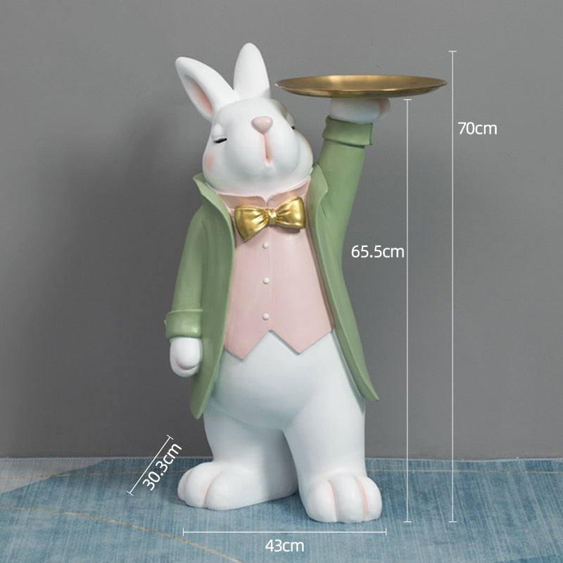 Rabbit Butler with Tray Large Statue