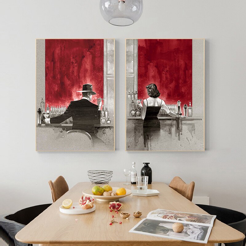 Gentleman and Lady in the Pub Canvas Art