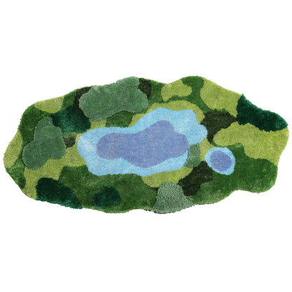 Irregular Green Moss Area Rug