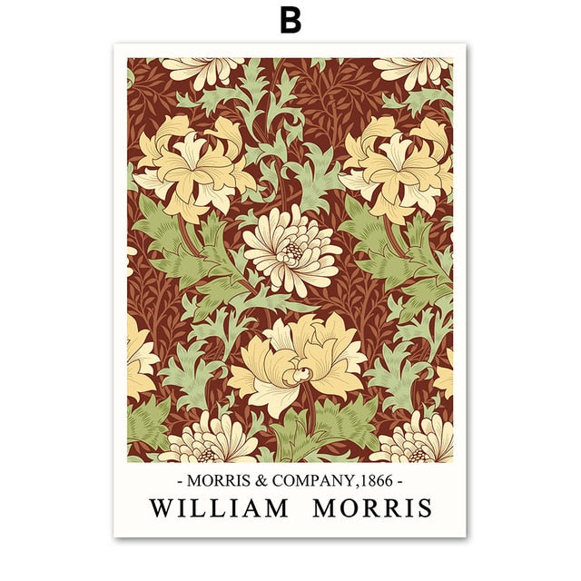 William Morris Plant Leaf Bird Botanical Wall Art Canvas