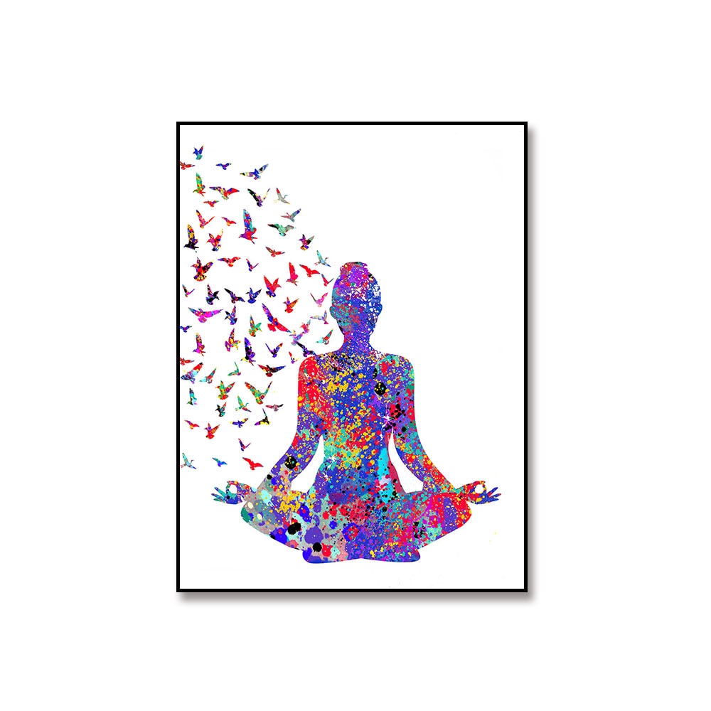 Yoga Meditation Watercolor Canvas Art