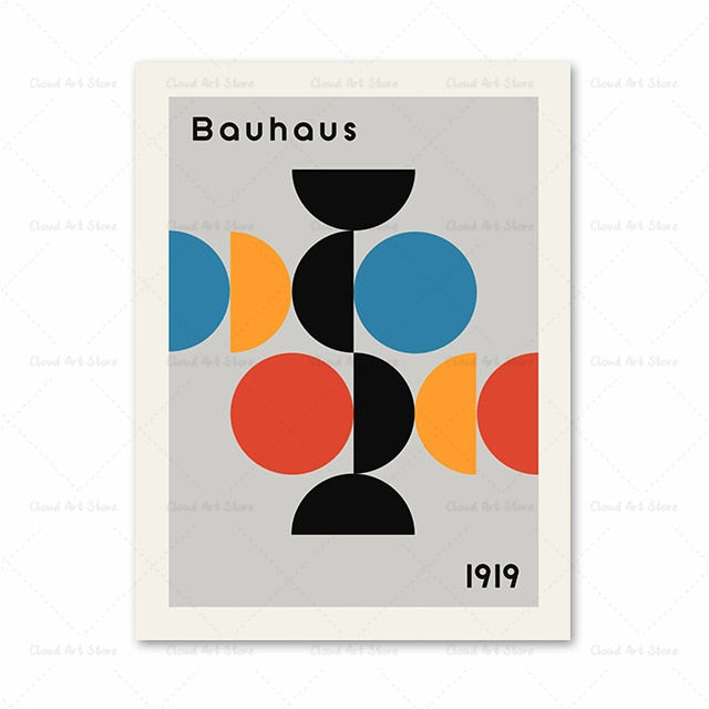 Abstract Bauhaus Geometric Wall Art Canvas