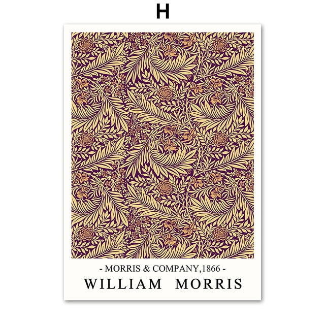 William Morris Plant Leaf Bird Botanical Wall Art Canvas