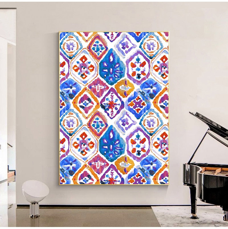 Watercolor Bohemian Pattern Canvas Art