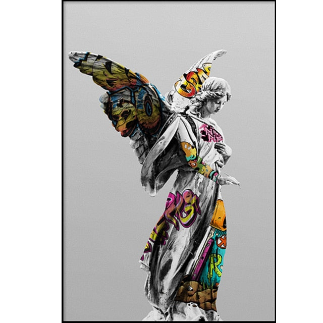 Greek Statue Graffiti Canvas Art