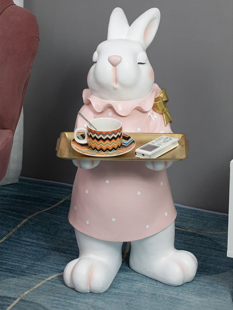 Rabbit Butler with Tray Large Statue