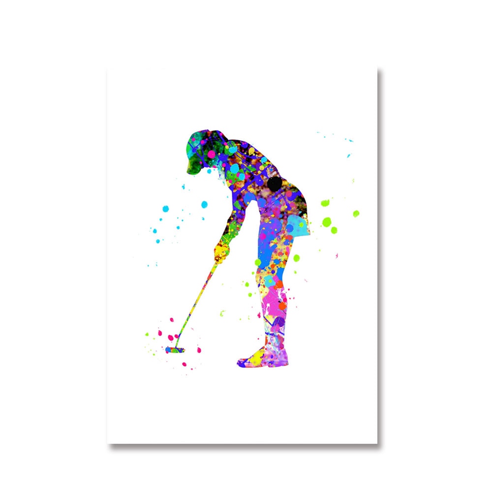 Woman Golf Watercolor Canvas