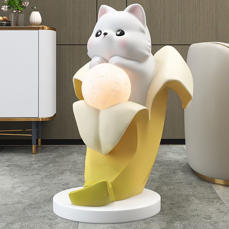 Cat in Banana Statue with Light