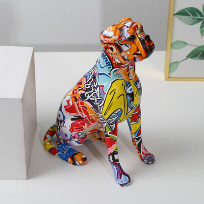 Graffiti Boxer Dog Resin Statue