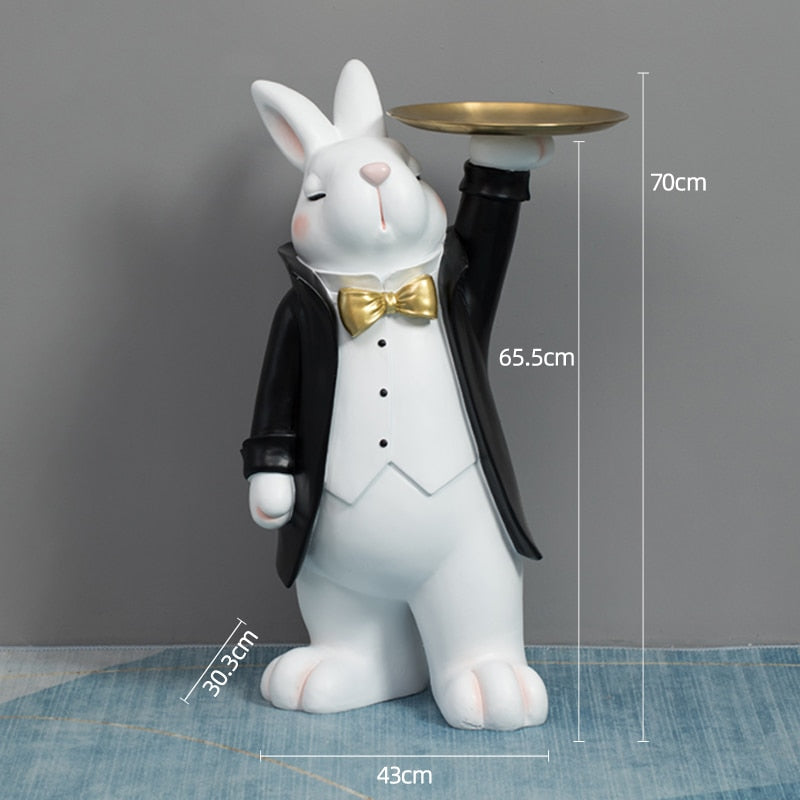 Rabbit Butler with Tray Large Statue