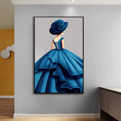 Noble Woman In Blue Dress Canvas Art