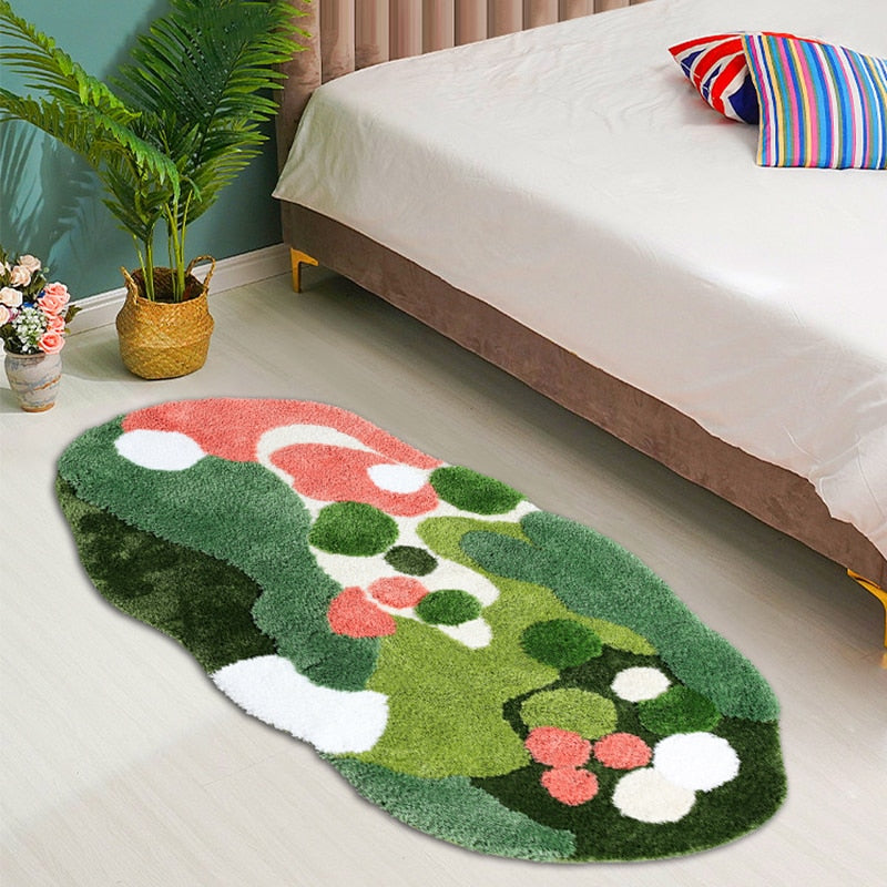 Irregular Green Moss Area Rug