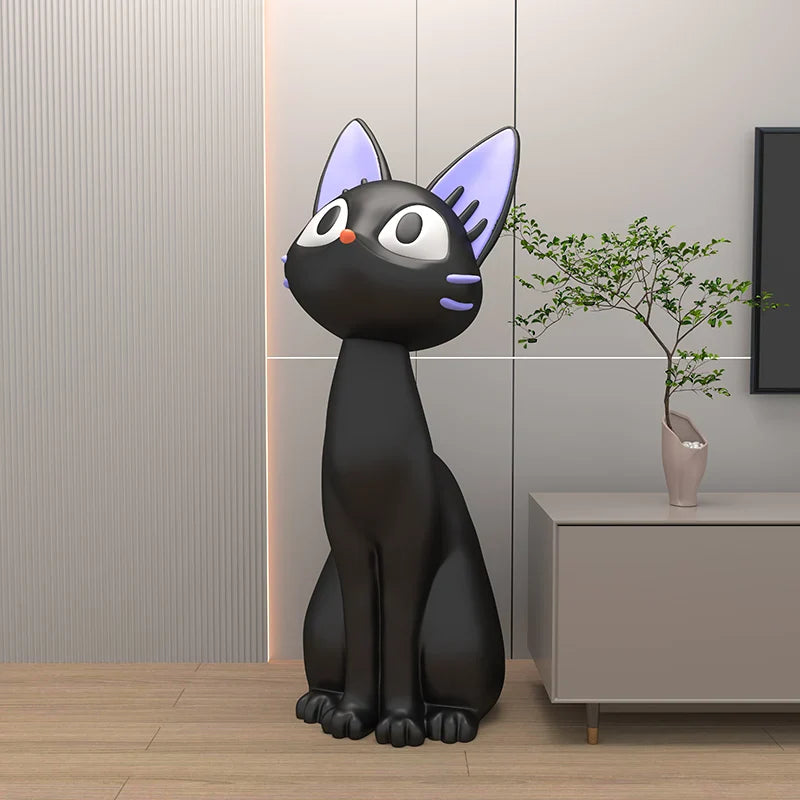 Black Cat Floor Ornament Statue