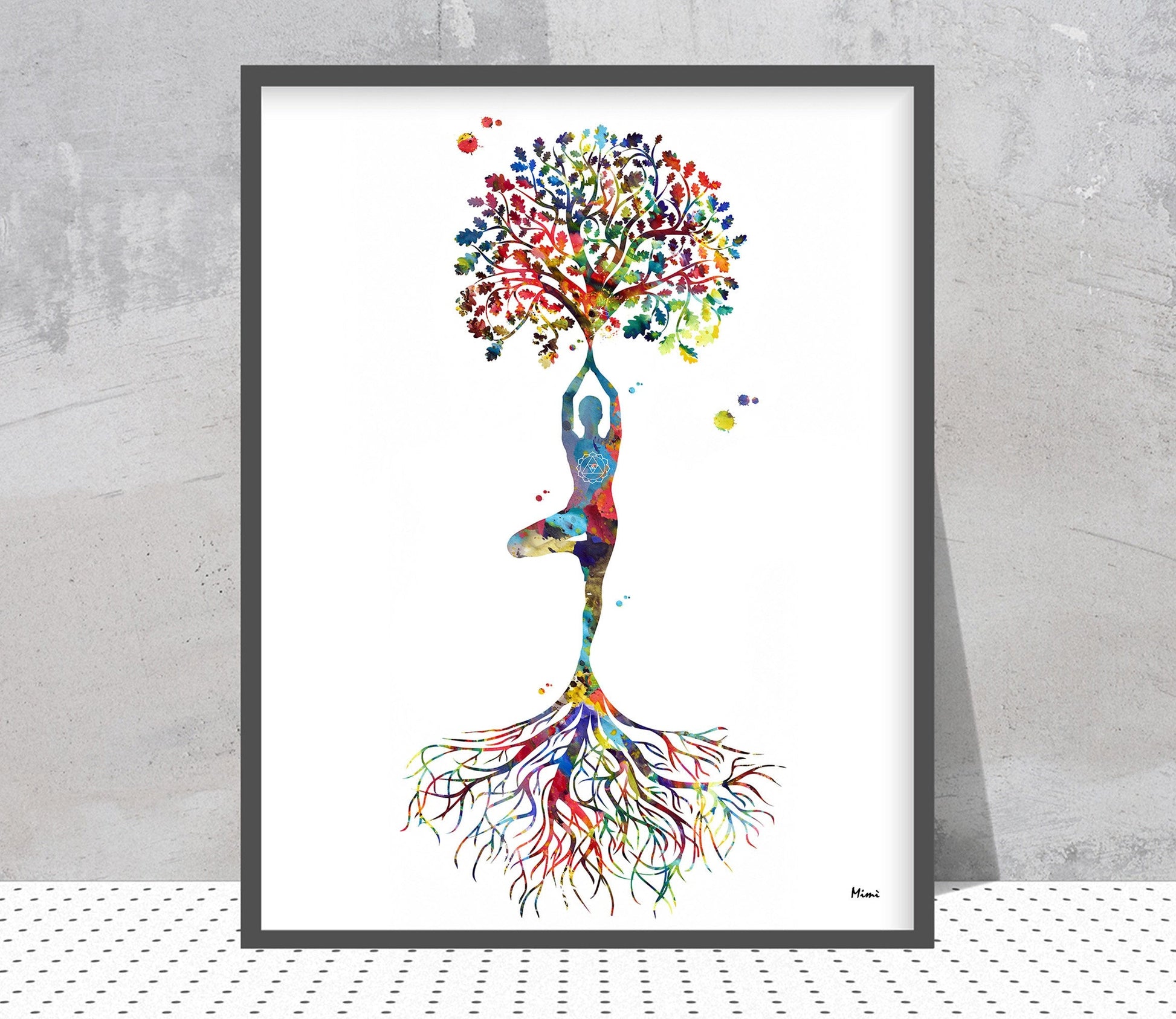 Yoga Tree Pose Vrikshasana Watercolor Canvas Art