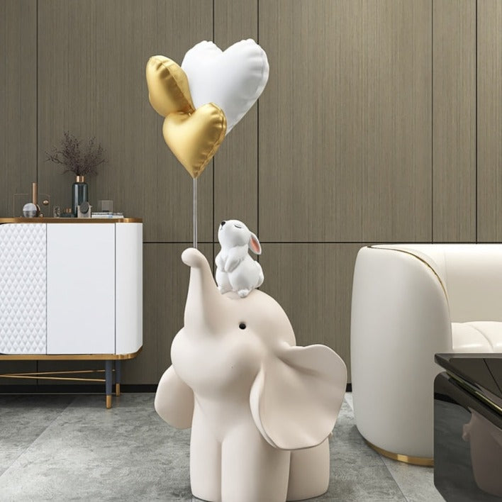 Elephant Bunny with Balloon Statue