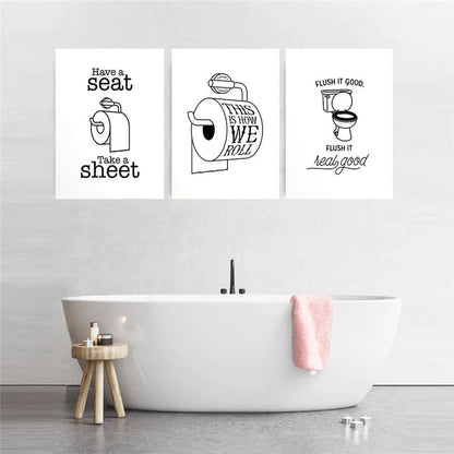 Funny Toilet Bathroom Wall Art Canvas