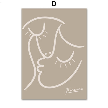 Abstract Matisse Picasso Face Pigeon Leaf Canvas Art