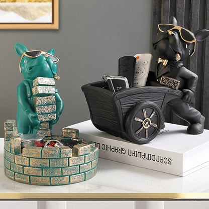 Builder French Bulldog Storage Statue