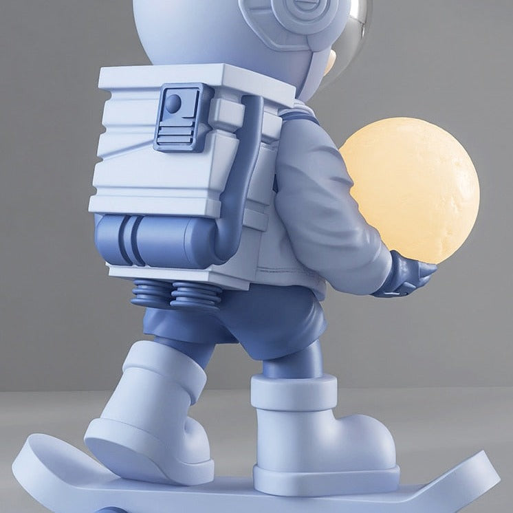 Astronaut Skateboard Statue with Light