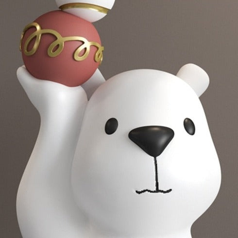 Polar Bear Ball Statue with Tray