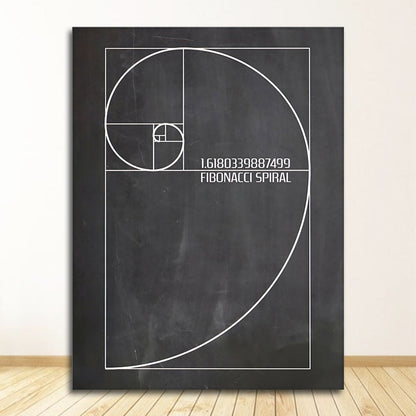 Fibonacci Spiral Blueprint Canvas Art