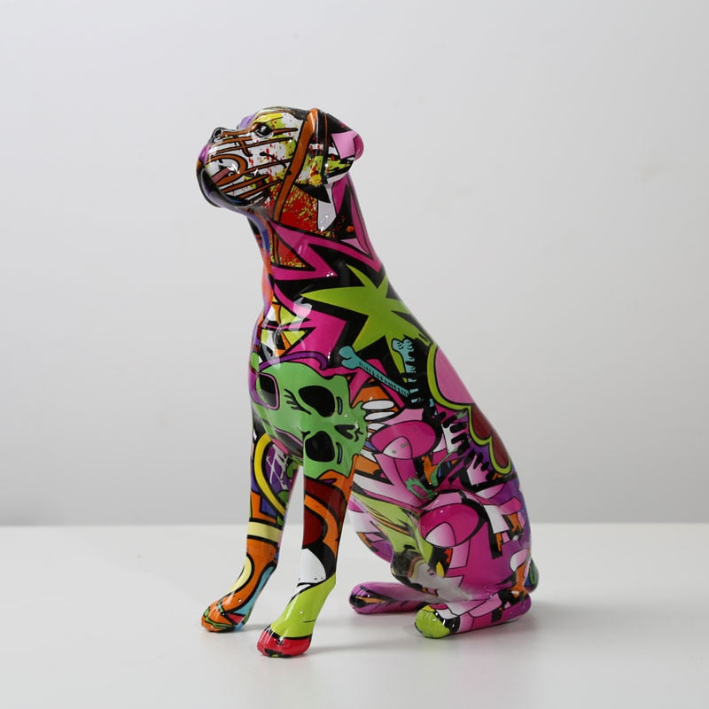 Graffiti Boxer Dog Resin Statue