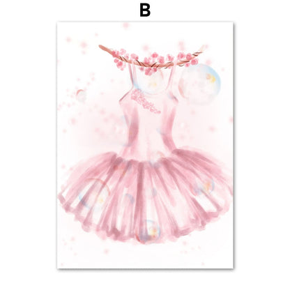 Cute Girl Pink Ballet Swan Canvas Art