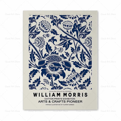 William Morris Exhibition Blue Flower Canvas Art