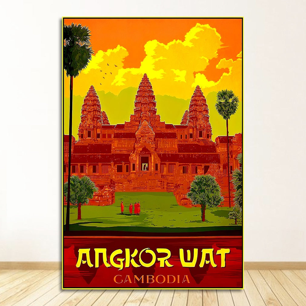 Cambodia Angkor Wat Khmer Travel Canvas Art