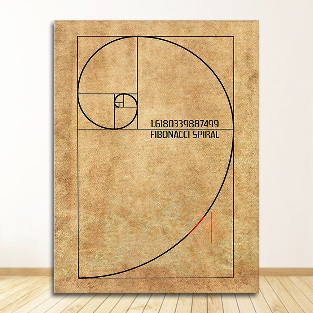 Fibonacci Spiral Blueprint Canvas Art