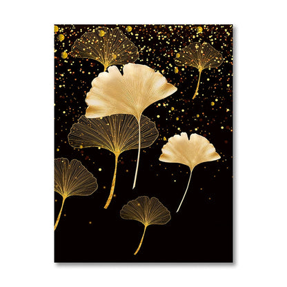 Black Gold Ginkgo Leaf Canvas Art