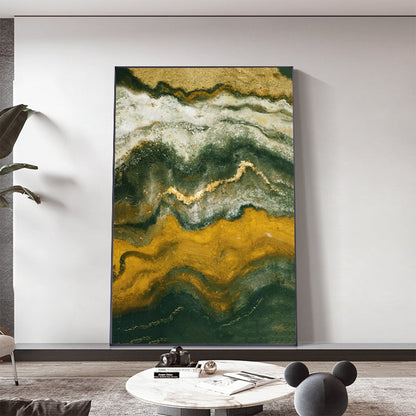 Abstract Marble Yellow Gray Canvas Art