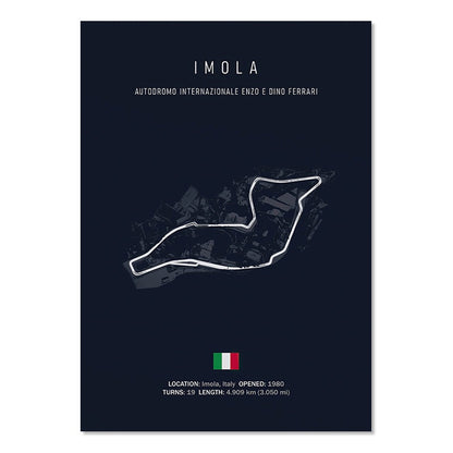 Formula 1 Imola Monaco Track Circuit Canvas Art