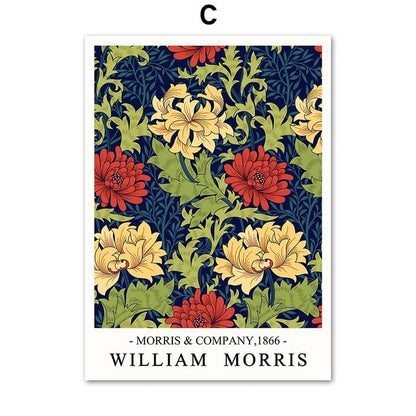 William Morris Plant Leaf Bird Botanical Wall Art Canvas