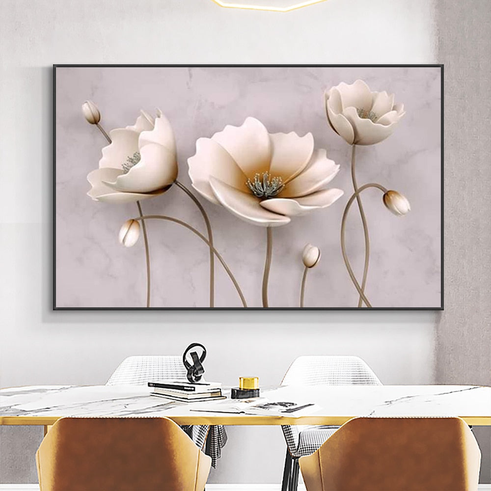 White Flower Painting Canvas Art