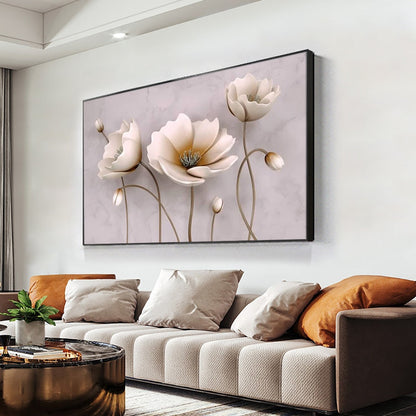 White Flower Painting Canvas Art