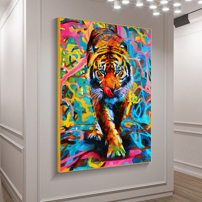 Colorful Tiger Graffiti Canvas Art